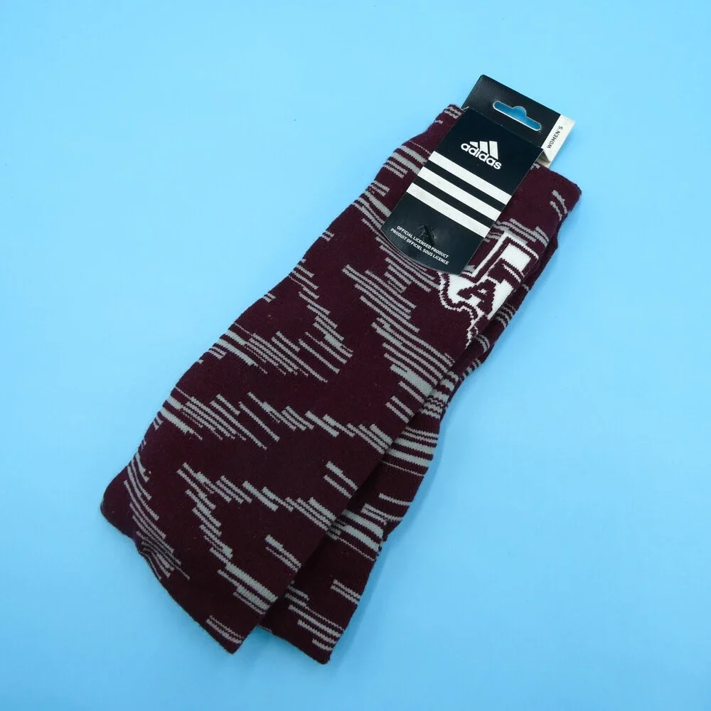 Texas A&M Aggies Crew‎ Socks Womens One Size Adidas NCAA Red Gray New Mid Y2K
